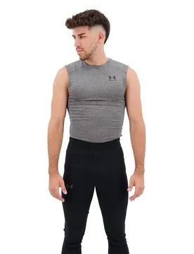 T-shirt Sans Manches Heatgear Armour Comp Carbon Heather / Black L - Under armour - FashionsVida