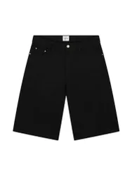 Belt detail shorts di jeans - black