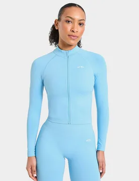 Enhance Full Zip Seamless Top - Damen, Blau - female - Size: M - AYBL - FashionsVida