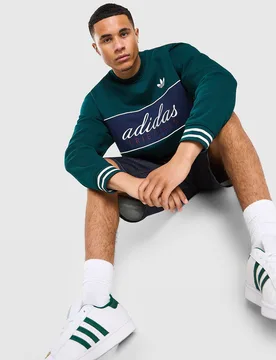 Colour Block Crew Sweatshirt - Herren, Grün - male - Size: L - adidas Originals - FashionsVida