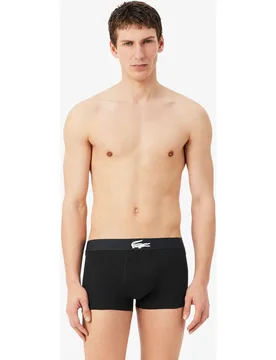 Pack de hombre de 3 calzoncillos de hombre tipo bóxer de hombre de punto jersey de hombre elástico en gris chine - gris - noir - Lacoste - FashionsVida