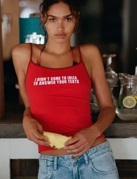 Pull&Bear Strappy Text Top (Size: ) - Pull&bear - FashionsVida