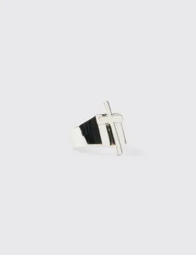 Herren Silberner Kreuz-Ring Silver Größe Medium/Large - boohooMAN - FashionsVida