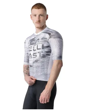 Maglia A Maniche Corte Stratus Logo White / Grey Smoke - Castelli - FashionsVida
