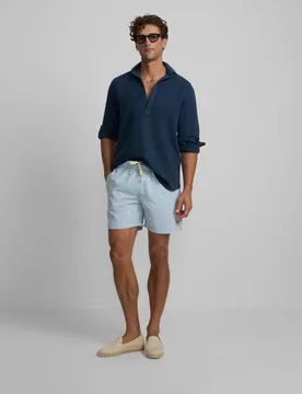 Bañador rayas finas logo azul claro - Silbon - FashionsVida