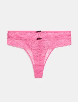 Pack Ida Lace Thongs Medium Pink female - M&S - FashionsVida