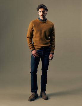 Gold Regular Boiled Wool Sweater Golden Tobacco Größe S male