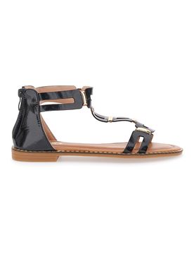 Sandali Neri Con Suola Flat 19467 37