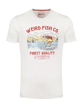 Weird Fish Fish Out Of Water Front Print Graphic T-Shirt Size M - men men all-mens men tshirts men tshirts graphic offers all-offers offers mens-offer - Dusty White - FashionsVida