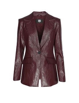Blazer con aspecto de cuero rojo oscuro 46