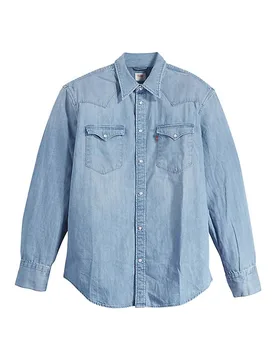 Camicia Levi's western in denim di puro cotone lavaggio chiaro super stone washed - Levis - FashionsVida