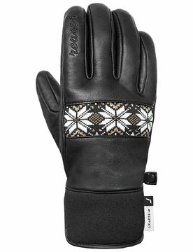 Wasserfeste und warme Skihandschuhe aus Primaloft® Charlize R-TEX® XT Black/White/Gold für Damen aus Leder Größe 7.5 Weiß