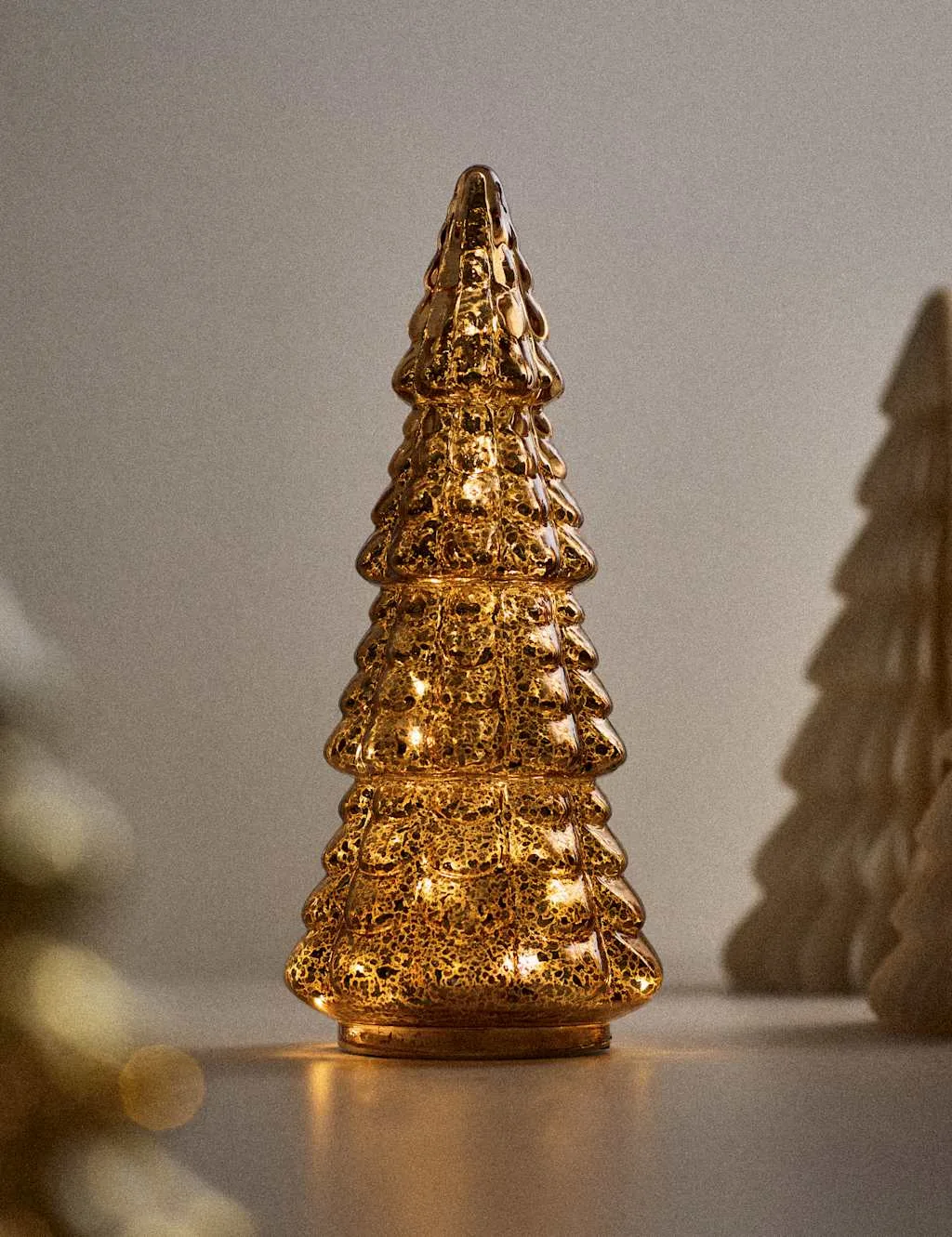 Light Up Glass Bronze Tree Room Decoration Bronze - M&S - FashionsVida