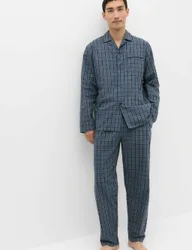 Pure Cotton Classic Checked Pyjama Set Blue Mix male