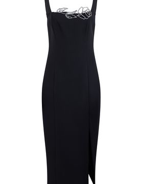Elegant Midi Dress with Rhinestone Detailing
