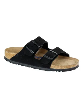 Sandalo Arizona in pelle scamosciata nera con doppia fascetta - Birkenstock - FashionsVida