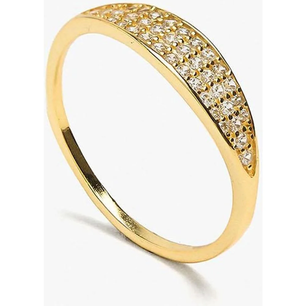 Anillo con circonitas de plata de ley bañado en oro de 18 k - Parfois - FashionsVida
