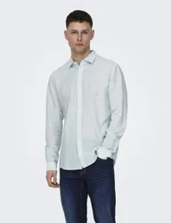 Cotton Linen Blend Shirt Blue male