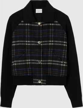 Cazadora de mujer bimaterial a cuadros - CLAUDIE PIERLOT - FashionsVida