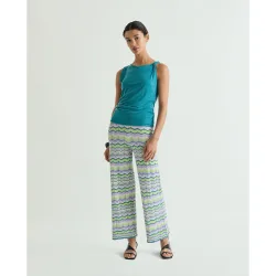 Pantalón de punto de mujer con estampado en zigzag