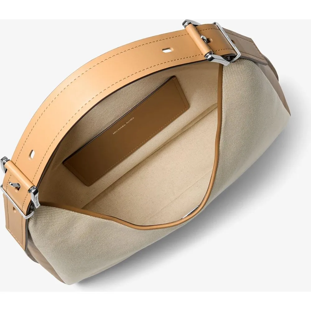 Bolso de hombro nolita grande de lona bicolor - MICHAEL Michael Kors - FashionsVida