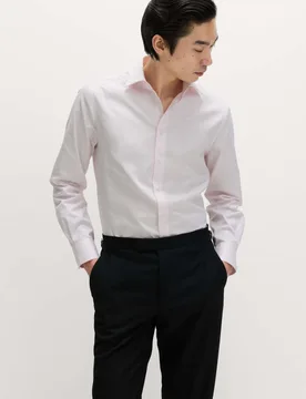 Slim Fit Luxury Pure Cotton Textured Shirt Pink male - M&S SARTORIAL - FashionsVida