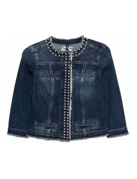 Giacca Di Jeans Con Borchie Lucide