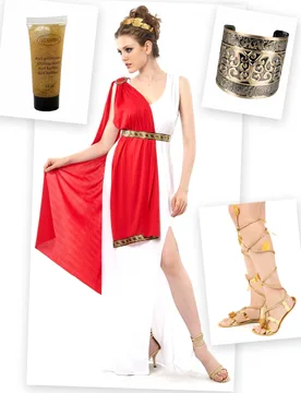 Römerin Kostüm-Set 8-teilig weiss-rot - BCI - FashionsVida