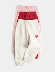 Pack Cotton Rich Heart Cuffed Joggers (2-8 Yrs) Multi female