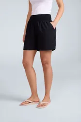 Carmen Womens Tencel Beach Shorts - Black - Black - Size: 6
