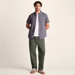 Nelson Mens 100% Cotton Heavyweight Straight Leg Trousers - Faded Khaki - Green - Size 38 (Waist)