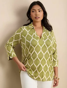 Jersey Printed Top Green Mix female - Live Unlimited London - FashionsVida