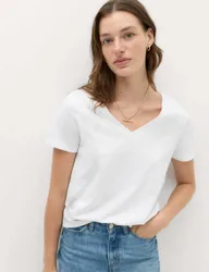 Pure Cotton V-Neck T-Shirt Soft White female
