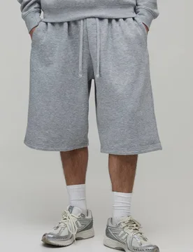 Men's Essential Jersey Jort Grey Marl Size Medium Grey Marl M - boohooMAN - FashionsVida