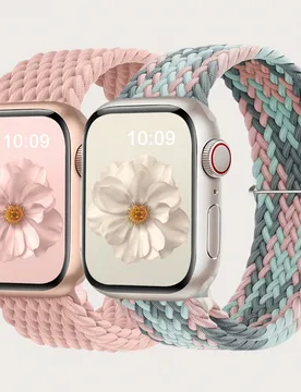 Paquetes de Correa de Reloj de Nailon Trenzado Elástico Compatible con Apple Watch 49mm 46mm 45mm 44mm 42mm 41mm 40mm 38mm para Mujeres y Hombres, Co - Shein - FashionsVida