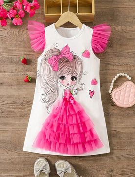 Vestido de verano casual, sencillo y cómodo para niña con una linda bolsa a juego incluida