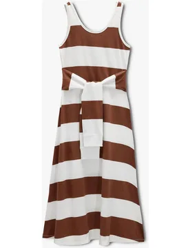 Vestido midi 100% algodón con estampado de rayas - Parfois - FashionsVida