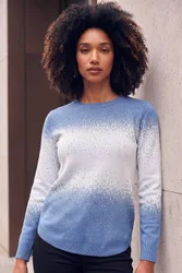 Ombre Soft Knit Jumper - Light Blue - Size: 18