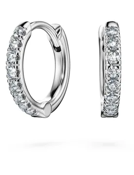 Orecchini a cerchio Eternity, Diamanti creati in laboratorio 0,1 ct tw, Forma rotonda, Piccoli, Oro bianco 18 K OS - Swarovski - FashionsVida