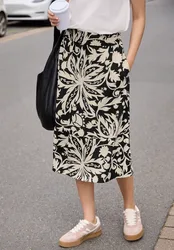 Street One Midi-Rock mit Volants und Print female Schwarz