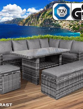Poly-Rattan Eck Sitzgruppe ECO grau/anthrazit