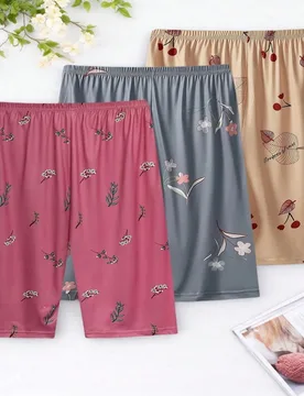 Piezas Pantalones de pijama para mujer de talla grande, pantalones capri sueltos con estampado de cerezas y cintura elástica - Shein - FashionsVida