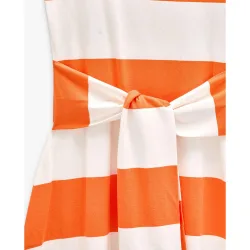 Vestido midi 100% algodón con estampado de rayas