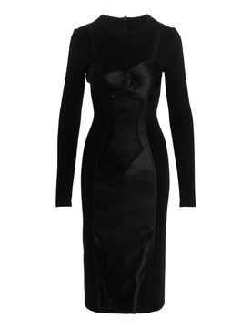 Abito midi con inserto in pizzo