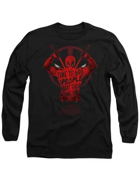 Unisex Deadpool Wolverine Give the People Deadpool Long Sleeve T-Shirt, Black Size: Medium - Black - Size: M - Marvel - FashionsVida