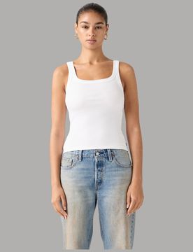 Canotta Slim Bianca a Coste in Cotone Elastam