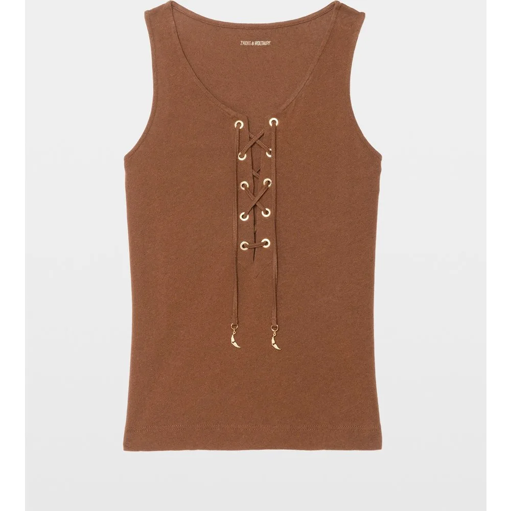 Zadig & Voltaire - Top de mujer sin mangas de lino con escote en v - Zadig & Voltaire - FashionsVida