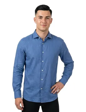 Chemise à Manches Longues Bastian Linen Light Blue 2XL
