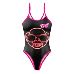 Emoji Monkey Neon Swimsuit Light Brown L Women