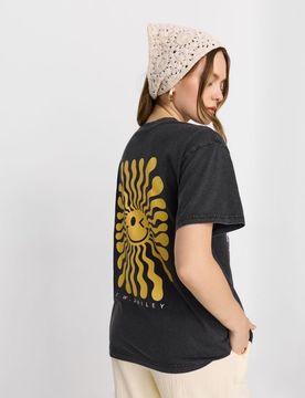 T-shirt in cotone con stampa S.W.Smiley® - viola acciaio